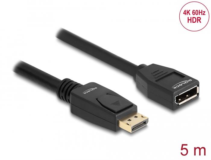 Delock DisplayPort 1.2 Forlængerkabel 4K 60 Hz 5 m - Delock
