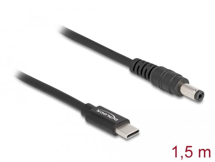 Delock Notebook-ladeledning USB Type-C™ stik til 5,5 x 2,1 mm stik
