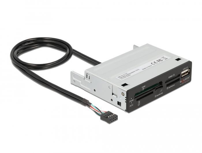 Delock 3,5″ USB 2.0-kortlæser 5 slots + 1 x USB 2.0 type-A-stik - Delock