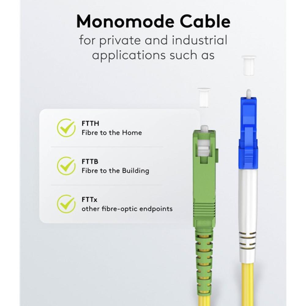Fiberkabel (FTTH), Singlemode (OS2) Gul, (Simplex), 30 m - Goobay