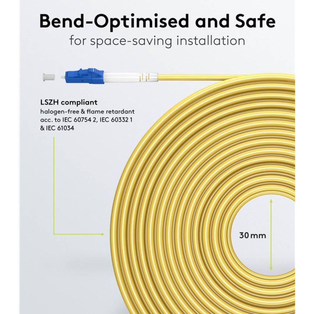 Fiberkabel (FTTH), Singlemode (OS2) Gul, (Simplex), 30 m - Goobay