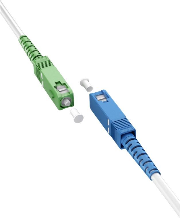 Fiberoptisk kabel (FTTH), Singlemode (OS2) White, hvid (Simplex), 0,5 m - Goobay