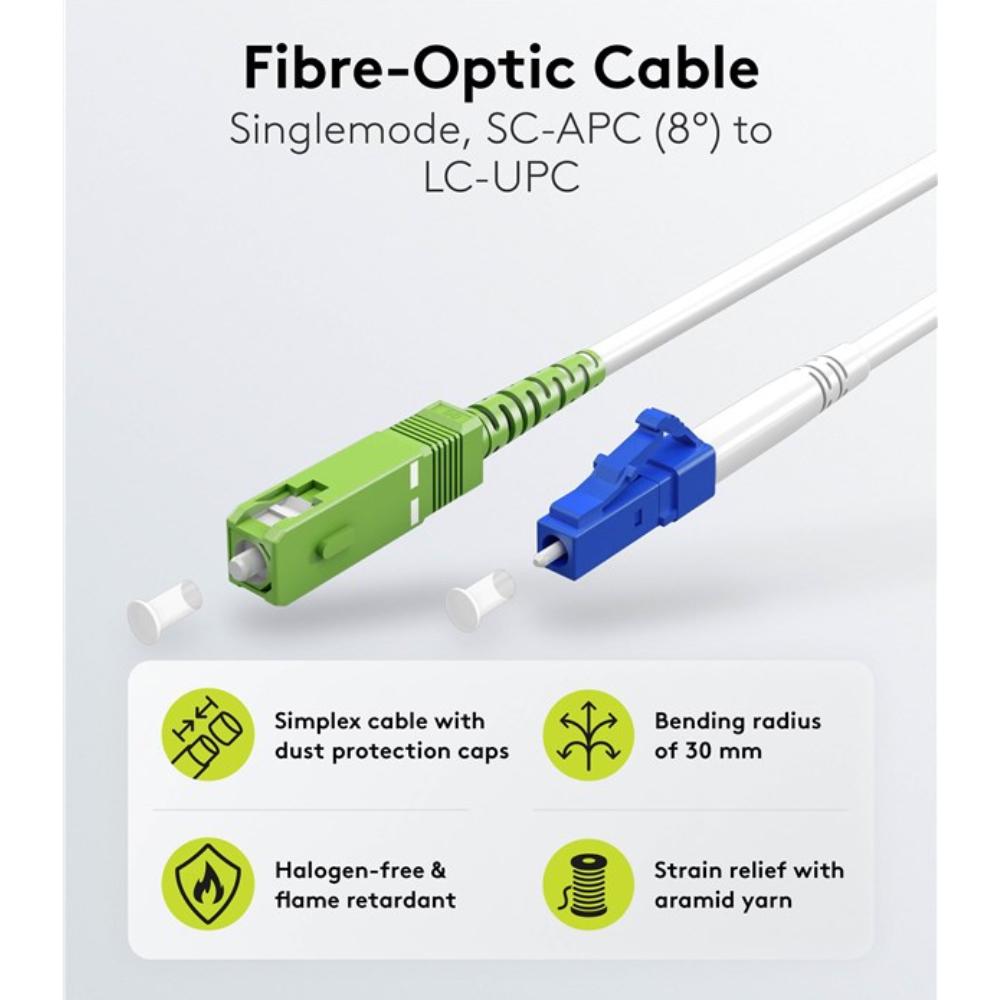 Fiberoptisk kabel - SC-APC - LC-UPC - Goobay