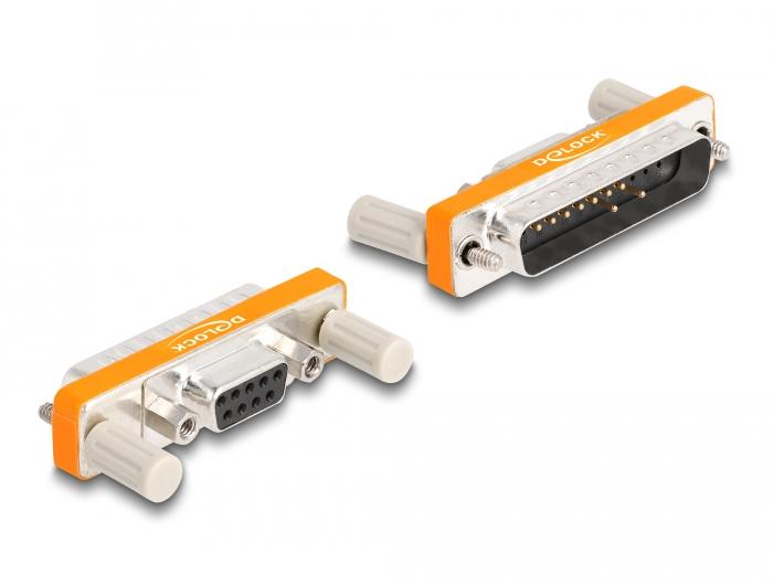 Delock Adapter D-Sub 9-polet hun med møtrikker til D-Sub 25-polet han med - Delock