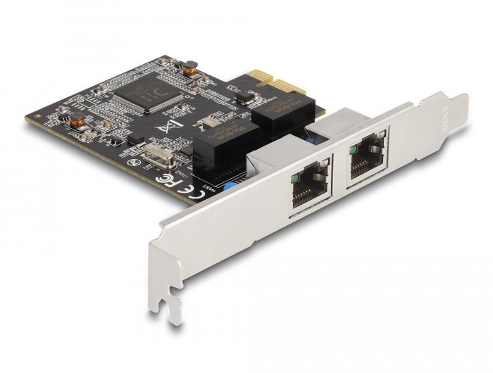 Delock PCI Express x1 kort med 2 x RJ45 Gigabit LAN RTL8111 - Delock