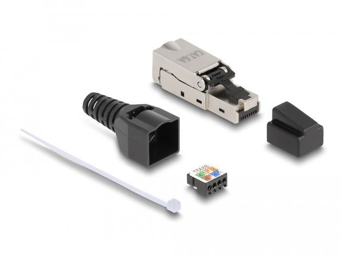 Delock RJ45 Stik til LSA med trækaflastning og støvdæksel Cat.6A hvid - Delock