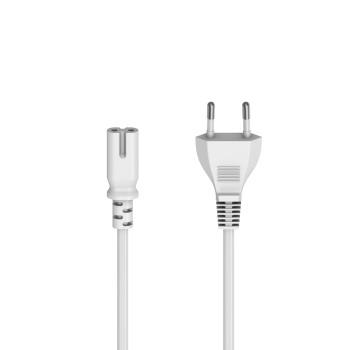 Netkabel med Eurostik, 2-polet stik, dobbeltstik/C7, 5 m, hvid - Hama