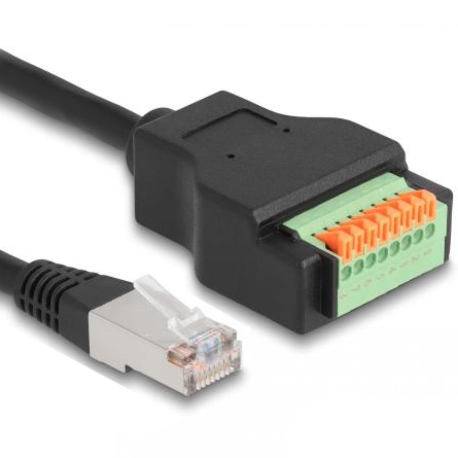 Delock RJ45-kabel Cat.5e-stik til terminalblokadapter med trykknap - Delock