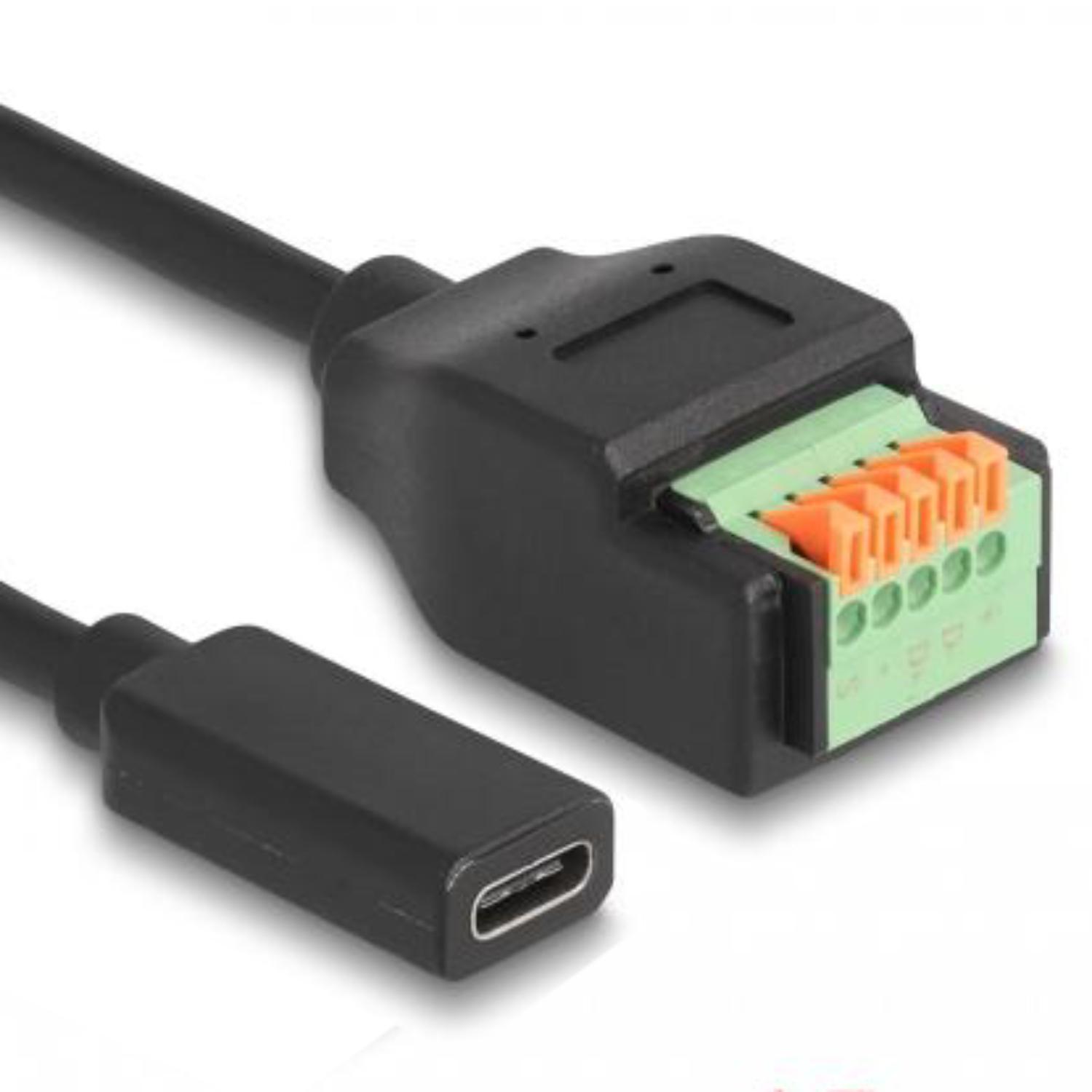 Delock USB 2.0-kabel USB Type-C™-stik til klemmeblokadapter med mærkning - Delock