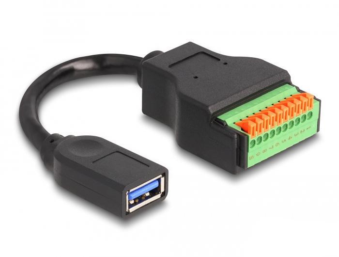 Delock USB 3.2 Gen 1-Kabel Type-A stik til terminalblokadapter med printplade - Delock