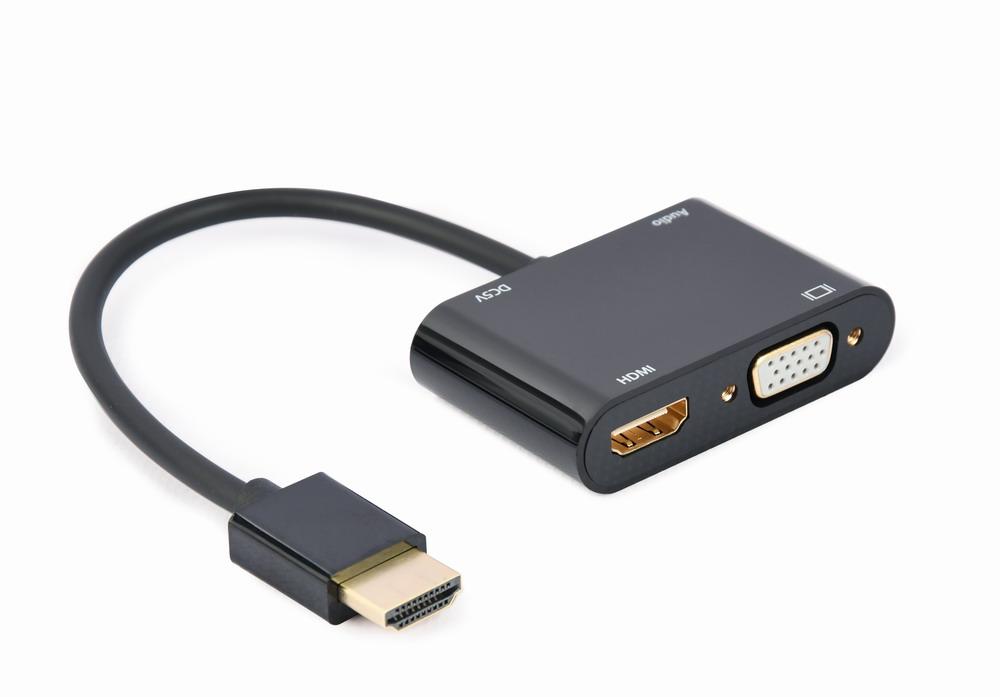 HDMI-stik til HDMI-stik + VGA-stik + audio-adapterkabel, sort - Cablexpert