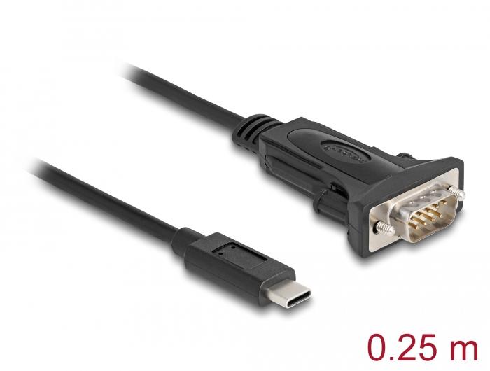 Delock Adapter USB Type-C™ til 1 x Seriell RS-232 D-Sub 9-polet stik med - Delock