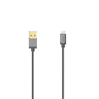 USB-kabel til iPhone/iPad med Lightning-connector, USB 2.0, metal, 0,75 m - Hama