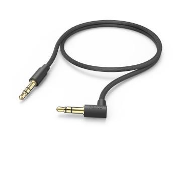 Jackkabel 3,5 mm Jack – 3,5 mm Jack, 90 vinkelstik, 0,5 m, sort - Hama