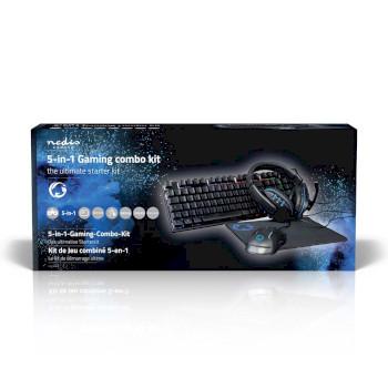 Gaming Combo Kit 5-in-1 Tastatur, Hovedtelefoner, Mus og Musemåtte - Nedis