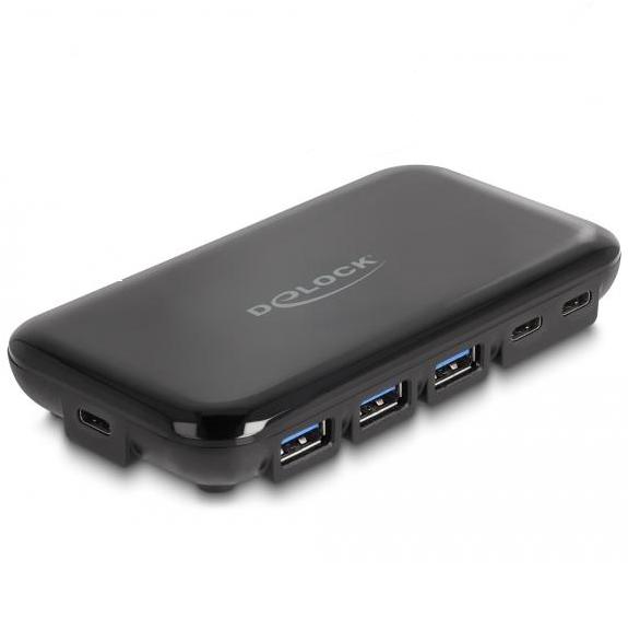 Delock 7-ports USB 3.2 Gen 2 Hub med 4 USB type-A og 3 USB type-C™ porte