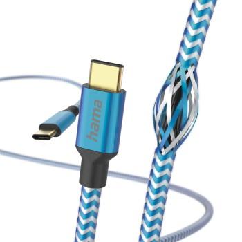 Opladerkabel Reflective, USB-C - USB-C, 1,5 m, Nylon, blå - Hama