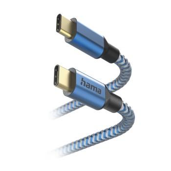 Opladerkabel Reflective, USB-C - USB-C, 1,5 m, Nylon, blå - Hama