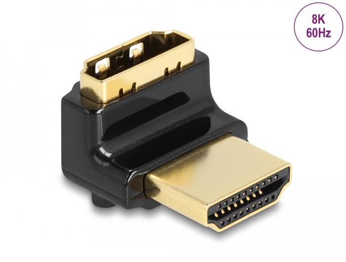 Delock HDMI Adapter Stik til Stik 90 opad vendt 8K 60 Hz Metal