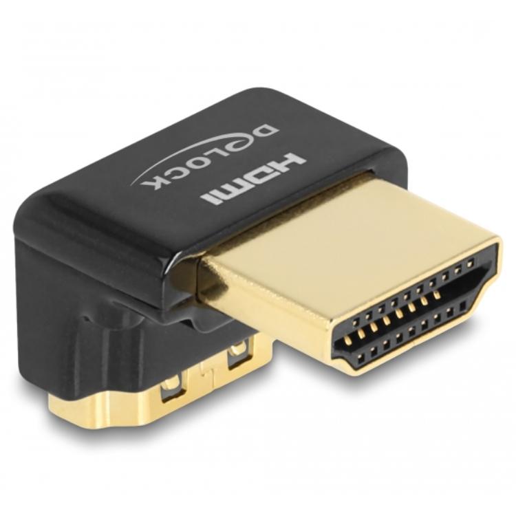 Delock HDMI-adapter Stik til Stikkontakt 90 vinkel 8K 60 Hz Metal