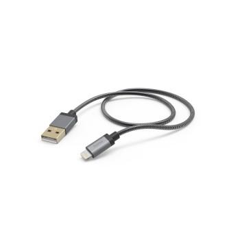 Ladekabel Metal, USB-A - Lightning 1,5 m, metalhus, antracit - Hama