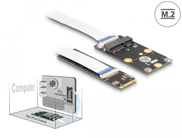 Konverter M.2 Key B+M stik til 1 x Mini PCIe slot halvt format / fuldt format