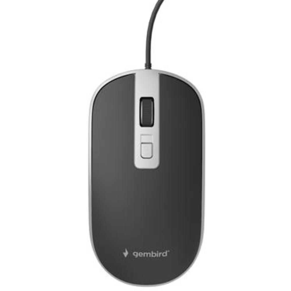 Gembird Mus OPT WIRED 4 Taster USB sort/sølv - Gembird