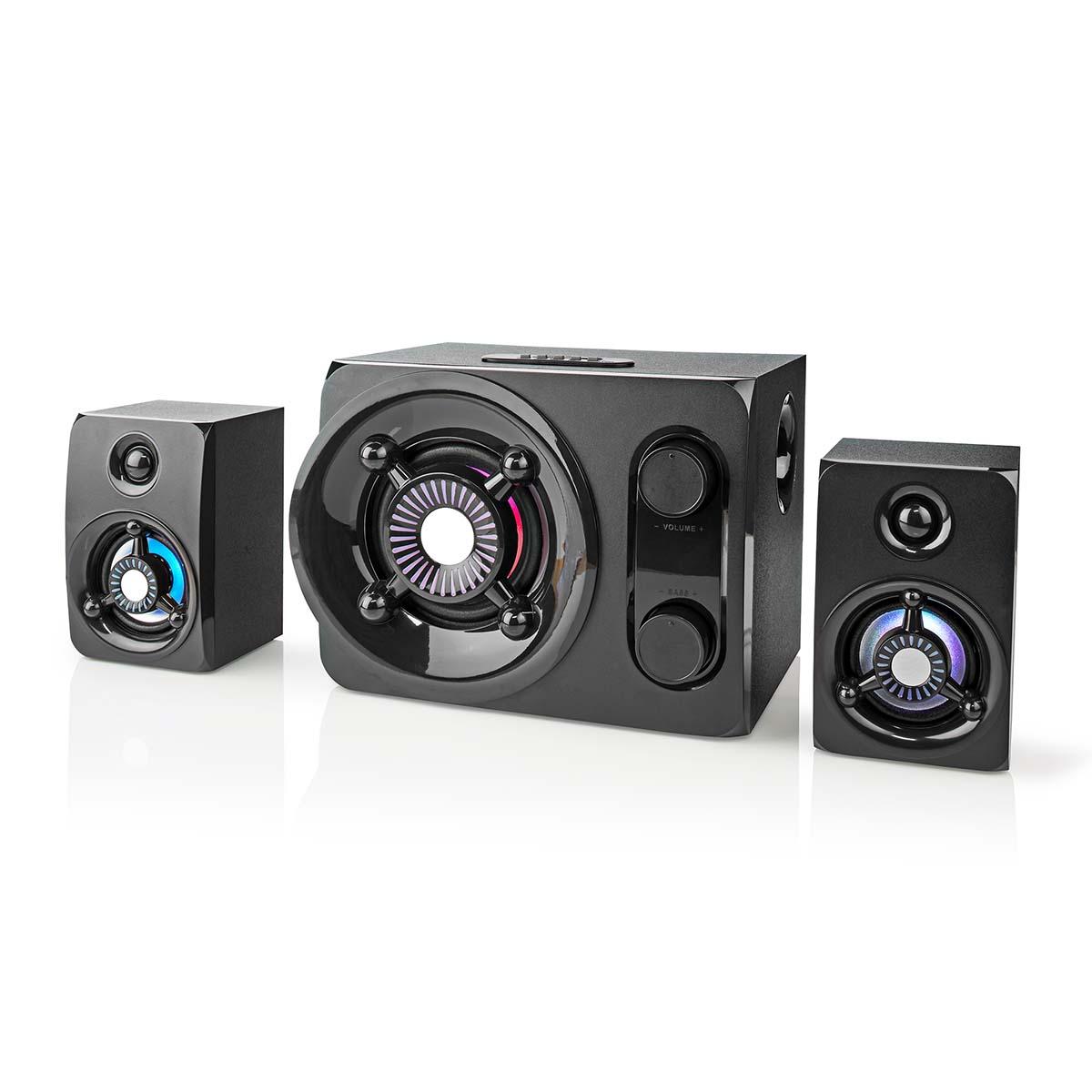 2.1 højttalersæt til pc og gaming med subwoofer og strømforsyning