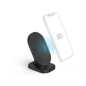 Trådløs oplader QI-FC10S-Fab, 10 W, trådløs Smartphone-opladestation, sw - Hama
