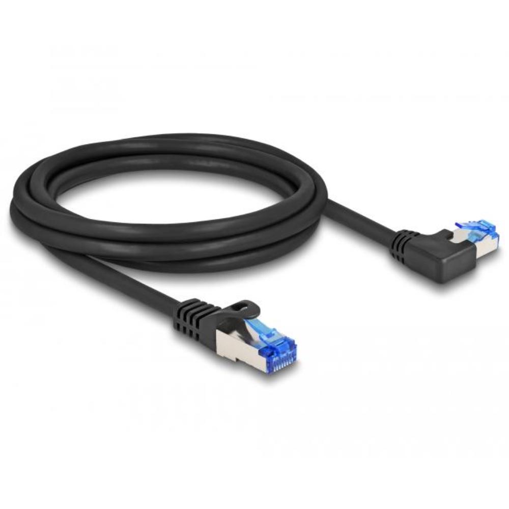 Delock RJ45 netværkskabel Cat.6A S/FTP lige / vinklet 2 m sort