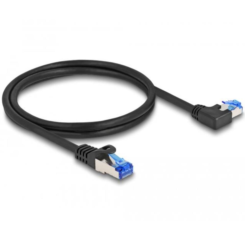 Delock RJ45 netværkskabel Cat.6A S/FTP lige / vinklet 1 m sort