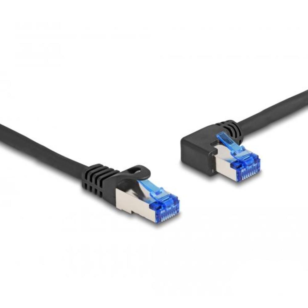 Delock RJ45 netværkskabel Cat.6A S/FTP lige / venstre vinklet 3 m sort