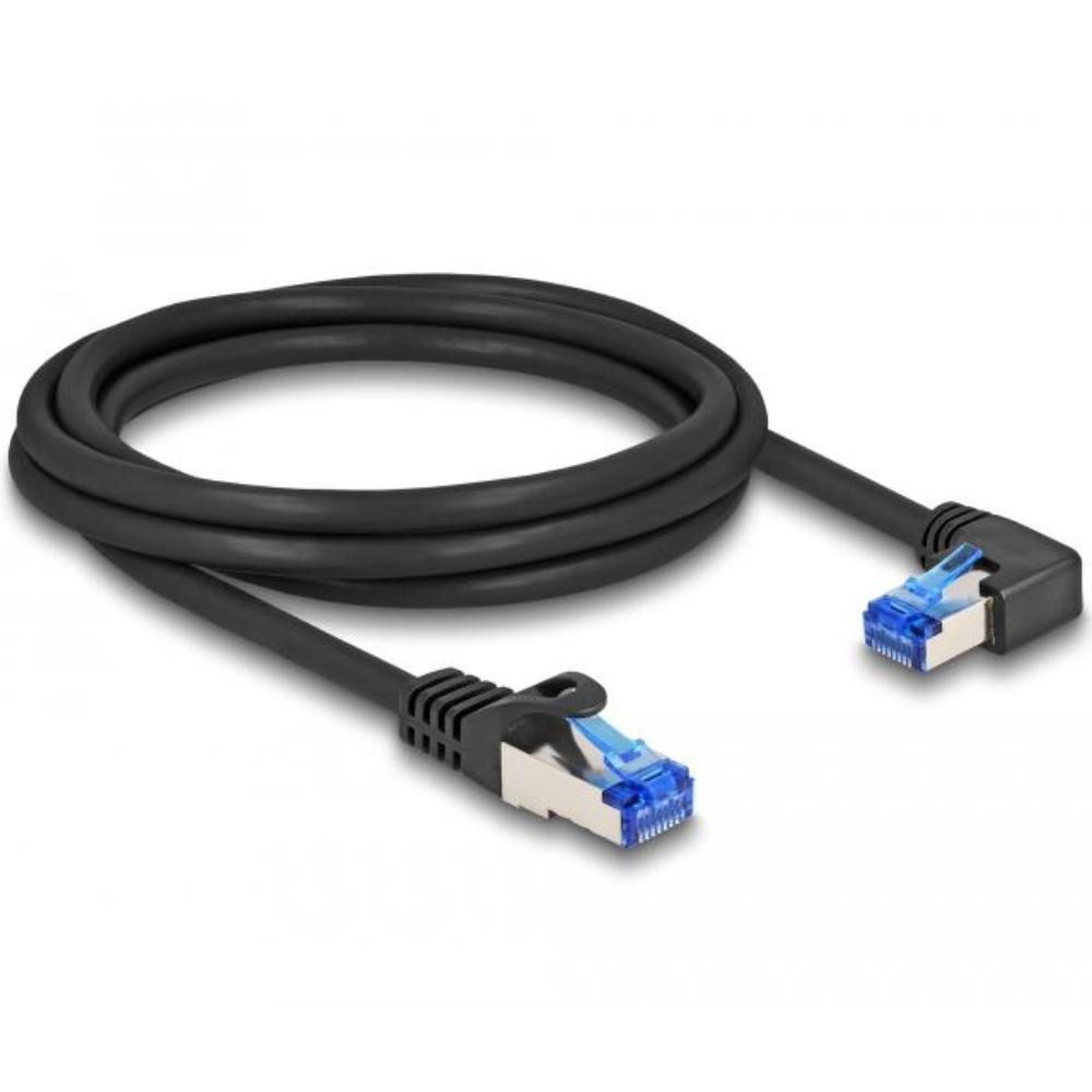 Delock RJ45 netværkskabel Cat.6A S/FTP lige / højre vinklet 2 m sort