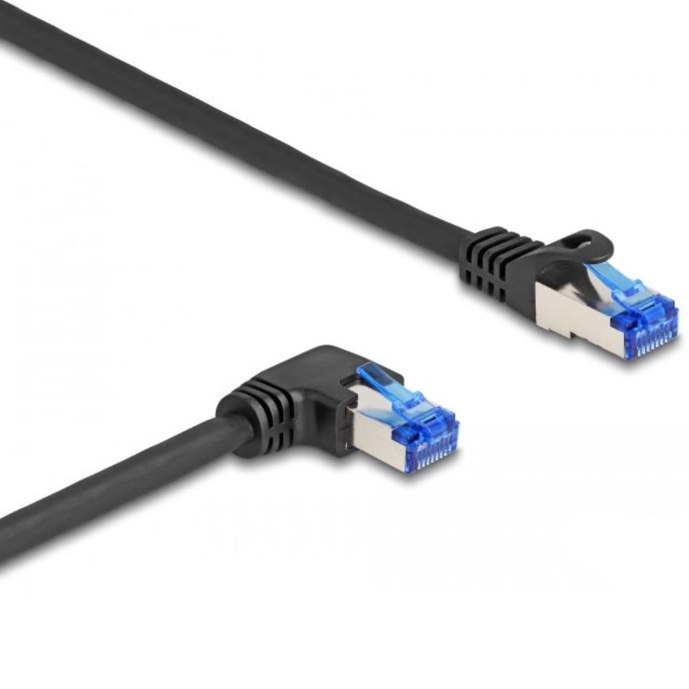 Delock RJ45 netværkskabel Cat.6A S/FTP lige / højre vinklet 3 m sort