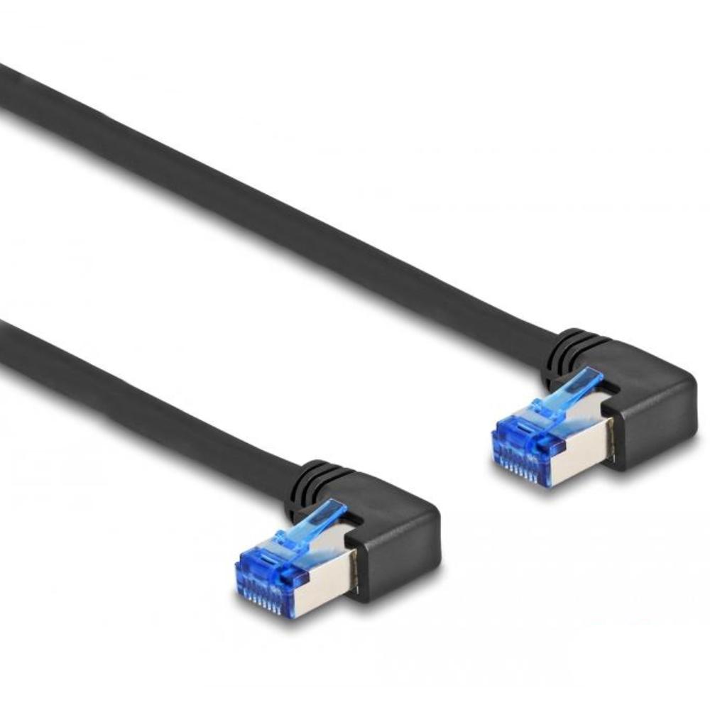Delock RJ45 netværkskabel Cat.6A S/FTP højre vinkel 3 m sort