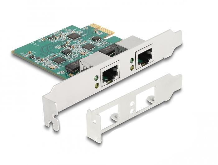 Delock PCI Express x1 Kort til 2 x RJ45 2,5 Gigabit LAN RTL8125