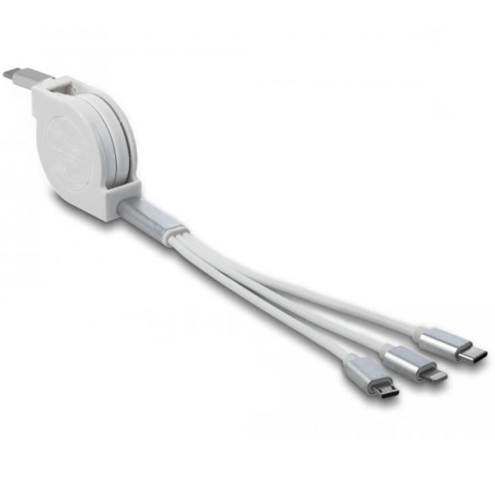 Delock USB Type-C™ 3 i 1 oprulningskabel til Lightning™ / Micro USB
