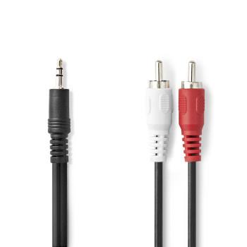 Stereolydkabel 3,5 mm han 2x RCA han forniklet 15,0 m rundt - Nedis