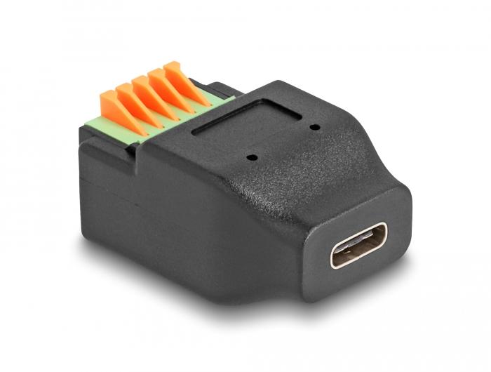 Delock USB Type-C™ 2.0-stik til klemmeblokadapter med trykknap