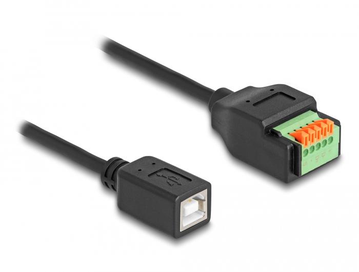 Delock USB 2.0 Kabel Type-B stik til klemmeblokadapter med trykknap
