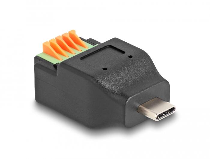 Delock USB Type-C™ 2.0-Stik til Klemmeblokadapter med Trykknap