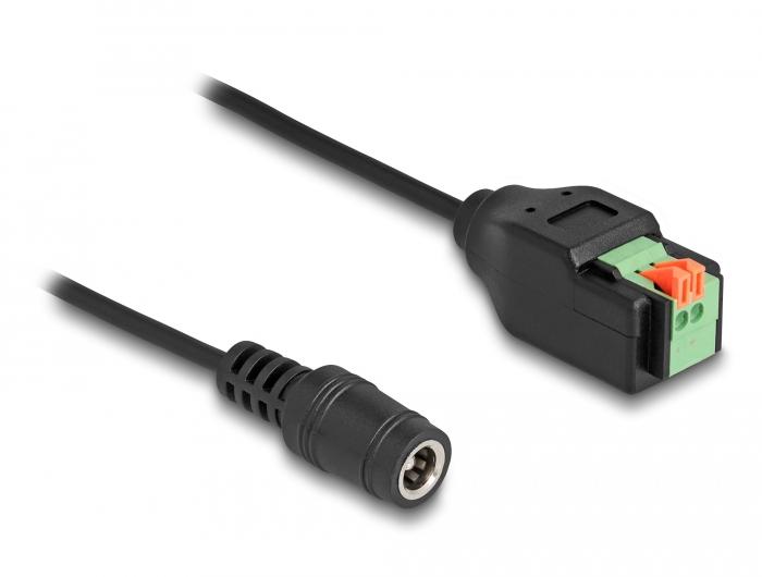 Delock DC 5,5 x 2,1 mm Stikprop til Klemmeblokadapter med Trykknap 15