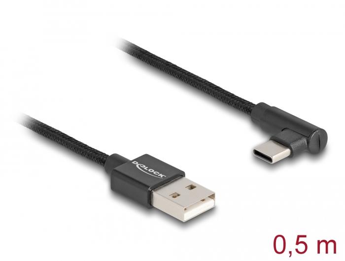 Delock USB 2.0 Kabel Type-A stik til USB Type-C™ stik vinklet 0,5