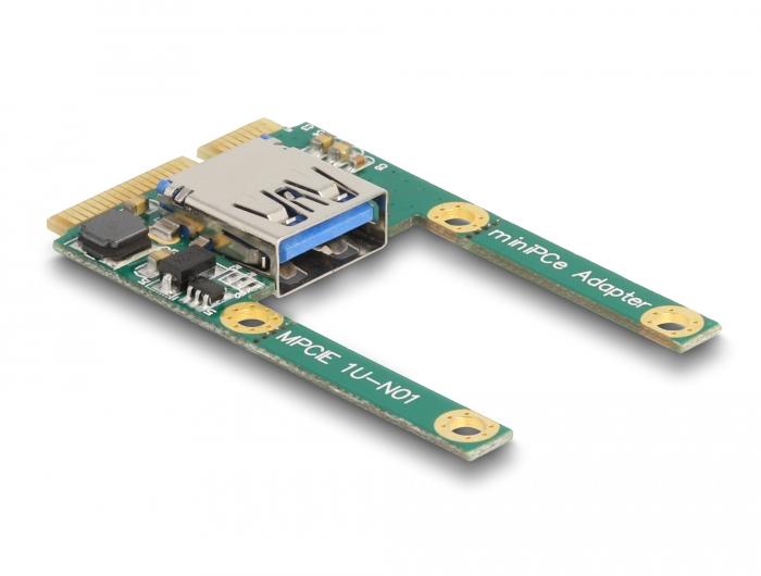 Delock Mini PCIe I/O 1 x USB 2.0 Type-A-stik fuld størrelse / halv størrelse