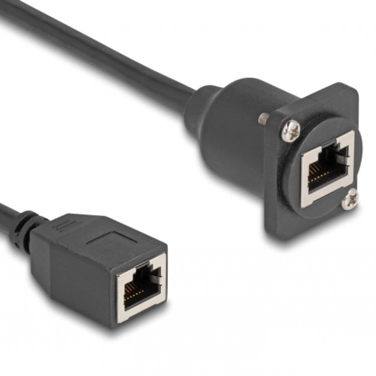 Delock D-Type RJ45 Kabel Stik til Stik Cat.5e sort 20 cm