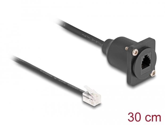 Delock D-Type RJ10 Kabel Stik til Stik sort 30 cm