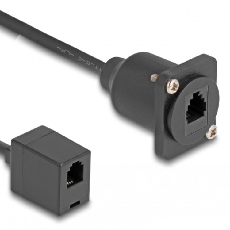Delock D-Type RJ10 Kabel Stik til Stik sort 30 cm
