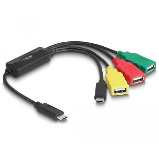 Delock 4-ports USB 2.0 kabel-hub med USB Type-C™ til 3 x USB-A stik + 1