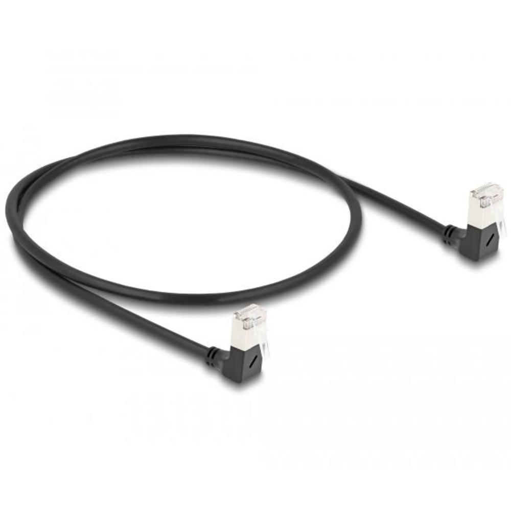 Delock RJ45 netværkskabel Cat.6A S/FTP Slim 90 top / top vinklet 0,5