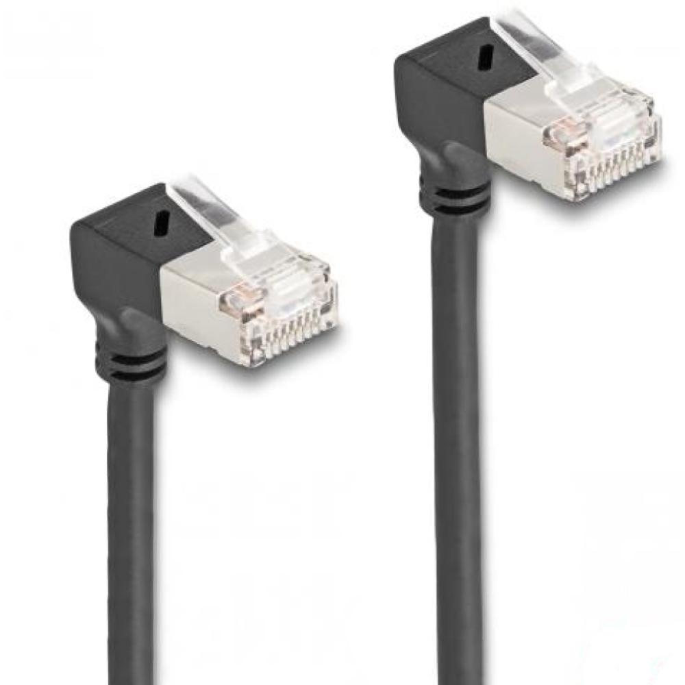 Delock RJ45 netværkskabel Cat.6A S/FTP Slim 90 top / top vinklet 0,2